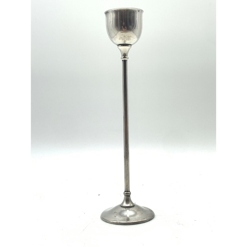 WA Italy Candlestick 10.5 Inch Silver Silverplate‎ Tall Slender Stem Tulip Cup